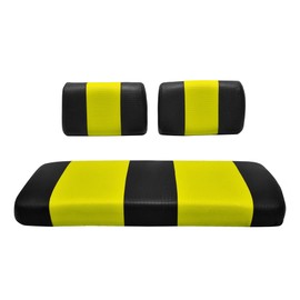 Seat Cover Replacement for Club Car Carry Golf Cart - Front Or Rear Bench Seat - Premium Marine Vinyl - 5 Panel Stitching - Staple On Installation - Two-Tone Golf Cart Seat Covers (Black & Yellow)