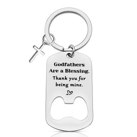 Godfather Keyring Gift from Godchild Bottle Opener Keyring Baptism Gift from Goddaughter Godson Christening Jewelry from Boys Girls Fathers Day Christmas Birthday Gift Thank You Appreciation Jewelry