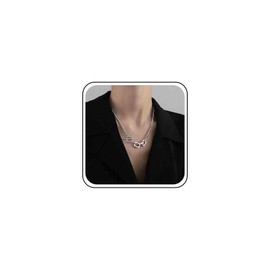Allereya Vintage Square Toggle Necklace Cuban Link Choker Toggle Necklace Hollow Square Pendant Necklace OT Toggle Square Necklace Jewelry for Women and Girls