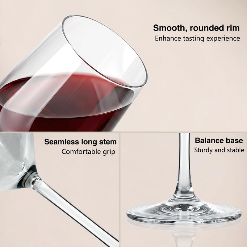ANBFF Crystal Wine Glasses Set of 2-21oz Hand Blown Long