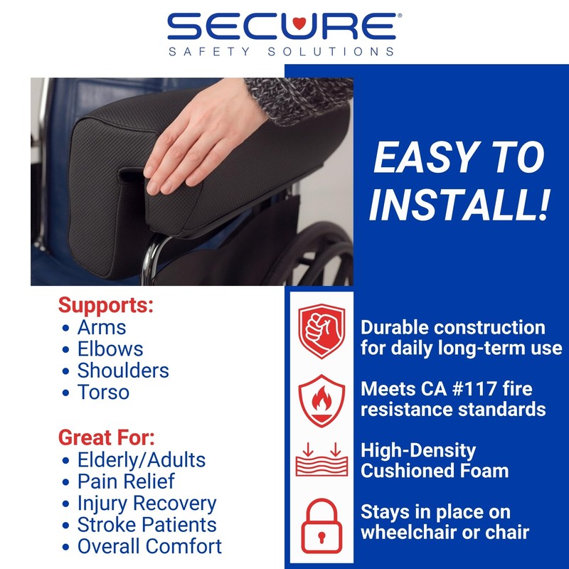 Secure Safety Solutions Wheelchair Armrest Lateral Support Cushion - High