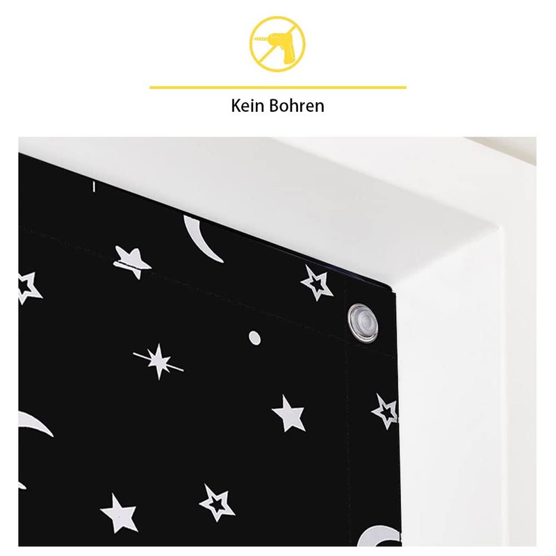 Eurohome 100% Blackout Skylight Roller Blind, No Drilling, Sun Protection,