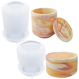 2 piezas de moldes grandes de tarro de resina en caja con tapa de silicona, moldes creativos de olla para joyería, dijes, portavelas, organizador, molde de planta, moldes de resina DIY, resina de