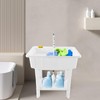 Laundry Sink,Freestanding Plastic Laundry Sink with Washboard,Utility Sink with Hot