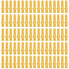 100 Pcs Wall Plugs, M8 x 100mm Yellow Nylon Screw Plugs Fixings for Masonry Brick Concrete