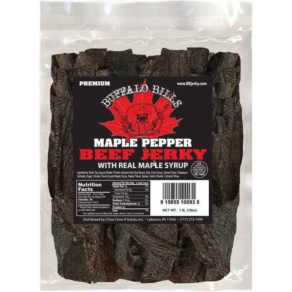 Buffalo Bills 16oz Premium Maple Pepper Beef Jerky Pieces (one pound bag in random size pieces)
