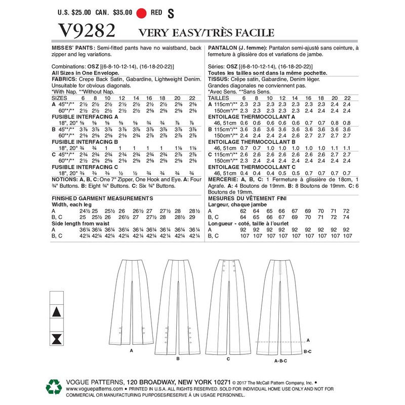 Vogue Patterns Misses Pants, Tissue, Multi-Colour, 15 x 0.5 x