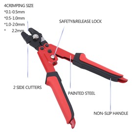 Wire Rope Crimping Tool Kit, with 1/16-304 Stainless Steel Cable 165 ft (7x7 Strand Core), 100 Cable Ferrule Aluminum Loop Sleeve Stops (165ft Rope 100 Loop, Red, 1)