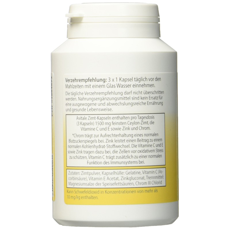 Avitale Zimt Kapseln 500 mg + Vitamin C+E, 120 Stück,