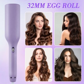 SKIKHN Welleneisen Lockenstab, 32mm Lockenstab Große Locken, Welleneisen für Haare, Lockenstabs für Kurze Haare, French Wave mit 4 Einstellbarer Temperatur, für Lange, Kurze (Lila)