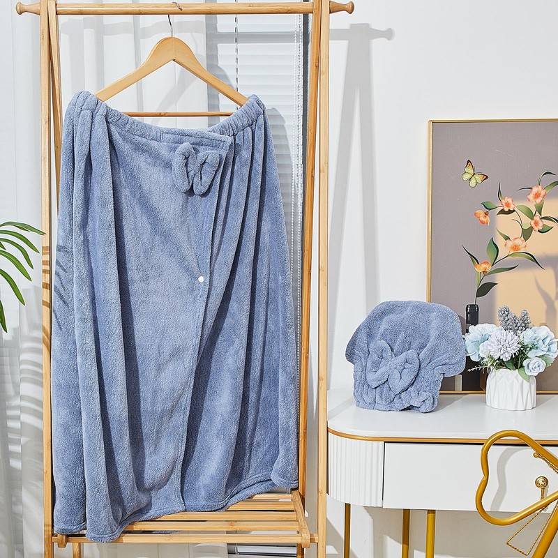 Xtinmee 2 Sets Womens Wrap Towel with Hair Towel Bath