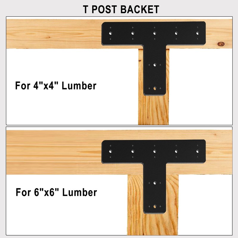 T Post Bracket 2PCS, T Flat Mending Plate for Wood