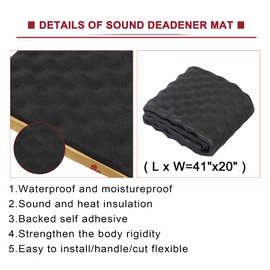 ACROPIX 5.5sqft Car Sound Deadening Mat Heatproof Wave Foam Deadener 41"x20" Black - Pack of 1