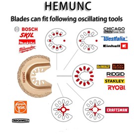 Oscillating Tool Blades, HEMUNC 5pcs Universal Semicircle Carbide Oscillating Multitool Saw Blades Accessories kit