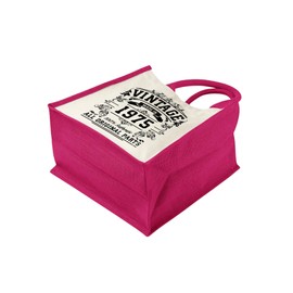 50th Birthday Tote Bag Gifts for Women - Cotton Jute Shoulder Bag, Reusable Bags for Shopping, Gift bags, Book Bag, Travel Bag, Shopper Bags - Original Parts 1975 - FUCH-S