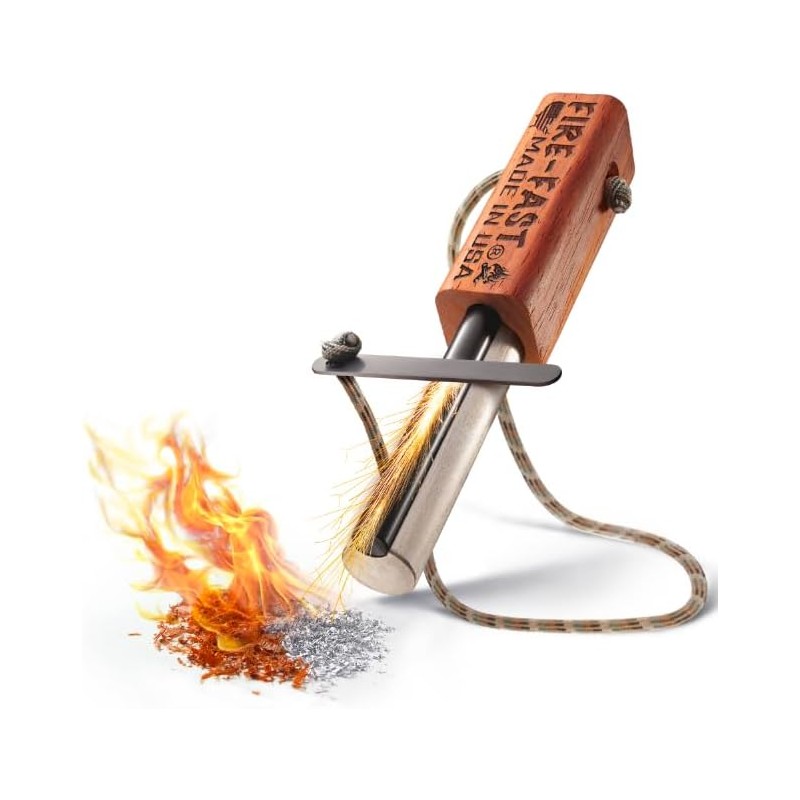 Fire-Fast Trekker. Best Emergency Waterproof Survival Fire Starter. Magnesium and