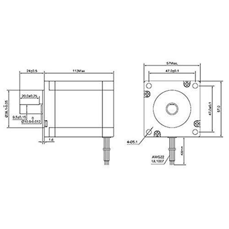 High Torque Nema 23 CNC Stepper Motor 114 mm 425Oz.In/3Nm