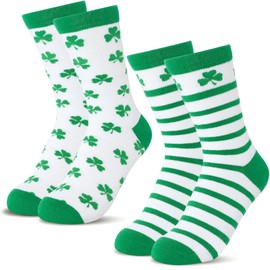 2 Pairs St. Patrick’s Knee High Socks for Women Men, St Patrick’s Day Accessories Novelty Irish Flag Long Tube Socks, Funny Irish Green Costume for Gifts Party Favors