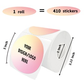 Yeachlaing 3 Inch Pink Round Thermal Sticker Labels, Self-Adhesive Circle Direct Thermal, Multi-Purpose Roll for DIY Logo Design, QR Code, Name Tag (410 Labels, 1 Roll)