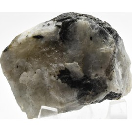 2.25" 105g White Rainbow Moonstone w/Black Tourmaline Inclusions Rough Natural Feldspar Gemstone Crystal Mineral Raw Specimen - India