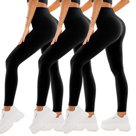 SINOPHANT 3 Pack Leggings for Women - High Waisted Tummy Control Buttery Soft Yoga Pants for Workout Athletic Black/Black/Black XXL