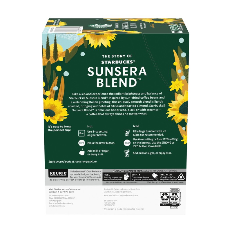 Starbucks K-Cup Coffee Pods, Sunsera Blend For Keurig Coffee Makers,