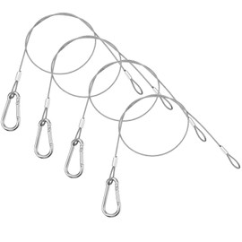 Pack of 4 Wire Rope Security Cable Lock Steel Rope with Eyelets, Loop Cable, Wire Rope Adjustable Rope Hanging, Stainless Steel Security Cable, Anti-Theft Rope, 50 cm x 1.5 mm