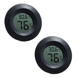 Mini Thermometer Hygrometer, 2-Piece Temperature Humidity Monitor, Humidity Meter for Aquariums, Terrariums, Refrigerators, Greenhouse (Black)