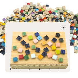Yuvori Assorted Colors Mosaic Tiles 0.5kg - Ceramic Ideal for Crafts, Bathroom, Kitchen, Living Room, Garden and Outdoor Decoration (Small Square)