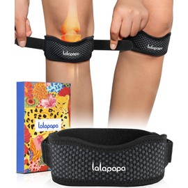 Lalapapa Knee Brace - 2Pack Adjustable Compression Brace with V-shaped Support Strip for Men Women Patella Band for Meniscus Injury Arthritis Pain Joint Support Strap for Workout, Black