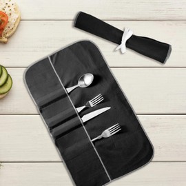 12 Pcs Silver Storage Bags, Anti-Tarnish Silver Bags, Portable and Compact, Dust and Oil Resistant, Silverware Storage Bags with Slots, Black Felt Flatware Bags for Spoons, Knives, Forks