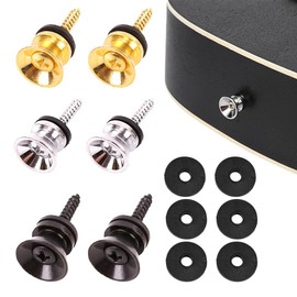 Guitar Strap Buttons Metal Guitar Strap End Button with Mounting Screws and Rubber Cushion for Electric Acoustic Guitar Bass Ukulele Pack of 6