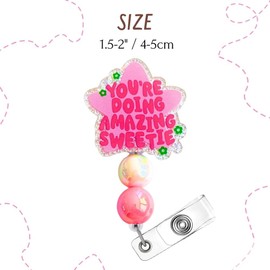 Doing Amazing Sweetie Badge Reel – Retractable Clip Holder for Nurses, Social Workers, and Healthcare Staff, Perfect Mental Health Awareness and Inspirational Gift for Office, Clinics, and Hospitals