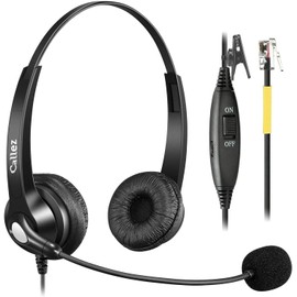 Callez Office Phone Headset with Mic Noise Cancelling RJ9 Landline Headset with Mic Mute/Unmute Volume Control for Yealink T21P T26P T23G T48G T42S T46S Avaya 1608 9608 9611 Grandstream Panasonic Snom