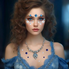 Rhinestone Heart Bow Star Face Sticker Glitter Tattoo Makeup Supplies Women Facial Eye Forehead Body Valentine's Day Masquerade Party Decoration 4 Sheets