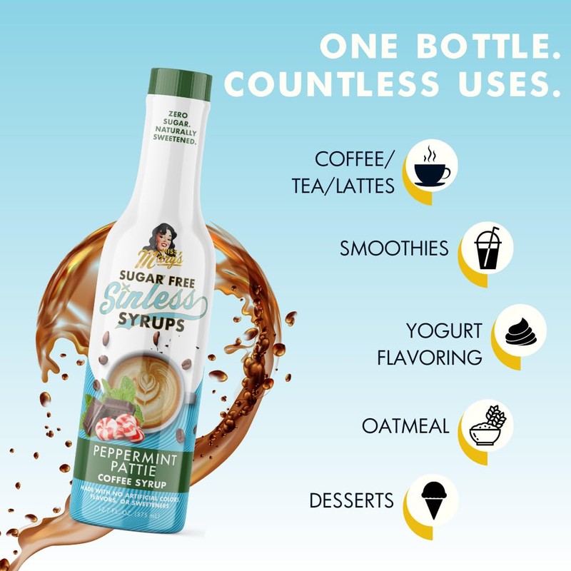 Sugar Free Peppermint Pattie Syrup - Stevia-Based, No Artificial Sweeteners,