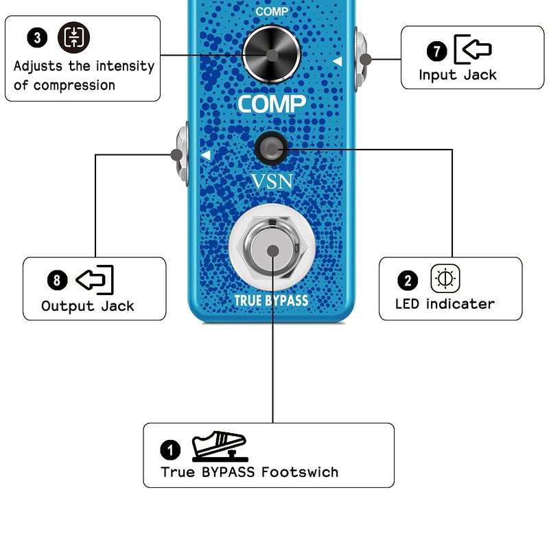 VSN Guitar Compressor Pedal for Analog Compression Effect Pedal Ultimate