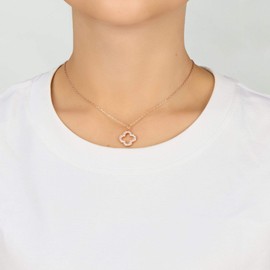 Philip Jones Rose Gold Plated Clover Necklace Created with Zircondia® Crystals