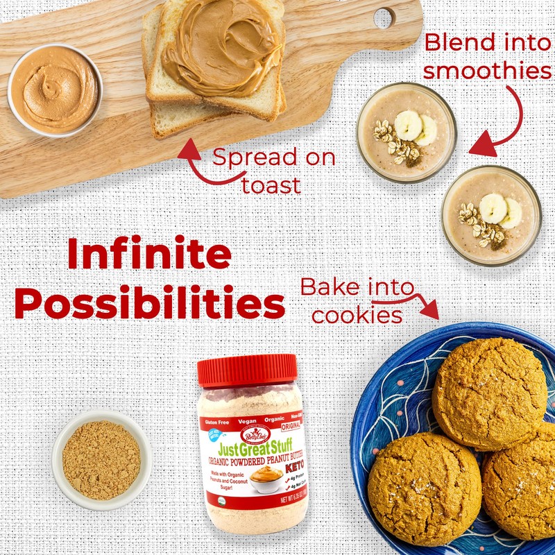 Betty Lou's 100% Organic Powdered Peanut Butter, Gluten Free, Vegan,