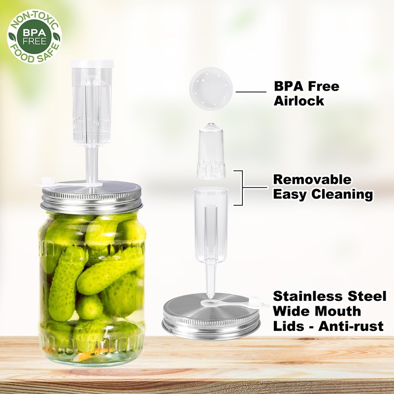 JOBVERT Fermentation Kit - 2 Upgraded Lids and 2 Glass