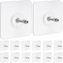 CACASO 20 Pcs Adhesive Wall Mount Screw Hooks,Wall Hooks for Hanging,Screw Wall Hangers Without Nails,Adhesive Hooks Heavy Duty,Wall Hooks for Mount Wall Shelf Kitchen Bathroom Home,14 mm/13 lbs(Max)