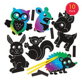 Baker Ross Kratzbild-Magnete „Waldtiere“ für Kinder – perfekt für kreative Bastelarbeiten (10 Stück)