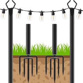 Beizelte 2 Pack 10FT String Light Poles,Metal Light Poles for Outside String Lights,with Fork,Hanging Light Poles for Patio,Backyard,Garden,Deck,Party,Wedding