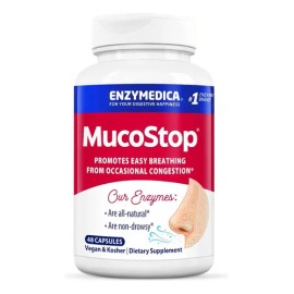 Mucostop Enzymedica 48 Cáps Reconfortante Ayuda Respiratoria Sin Sabor