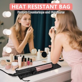 AMIJEAL Heat Resistant Hair Tools Storage Bag Portable Travel Drawstring Organizer Cover Pouch for Curling Iron, Flat Iron, Hair Straightener and Other Styling Tools(16" x 4.3")