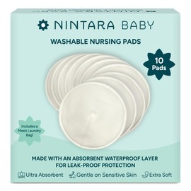 NintaraBaby - almohadillas para orejas reutilizables de lactancia  Algodón de bambú orgánico de 4 capas, ultrasuave, absorbente y a prueba de fugas,  