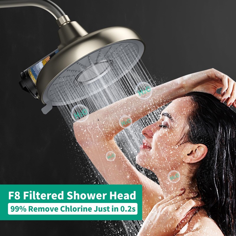 F8 Filtered Shower Head 8 Inch High Pressure 3 Rainfall