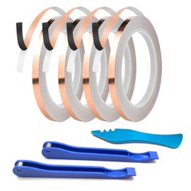 4 Rolls 7/32" Black Backed Copper Foil for Stained Glass, Copper Foil Hand Foiler Kits, with 2 Hand Foiler, 1 Burnisher