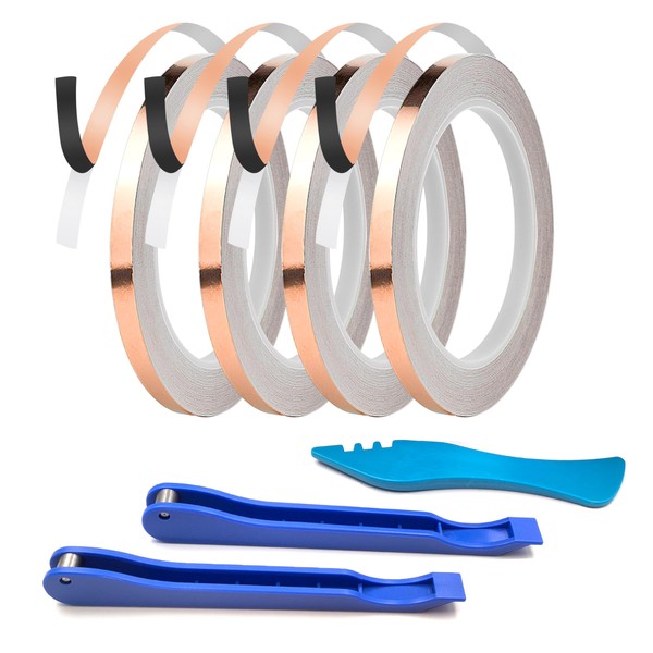 4 Rolls 7/32" Black Backed Copper Foil for Stained Glass,