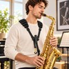 Adjustable Saxophone Shoulder Strap, Leather Double Shoulder Harness for Alto,